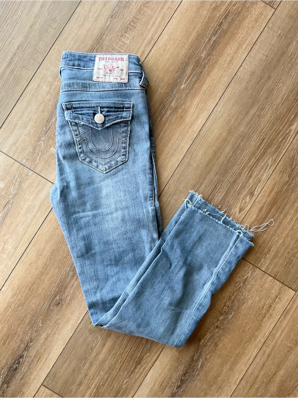 True Religion Light Blue Cropped Skinny Jeans
